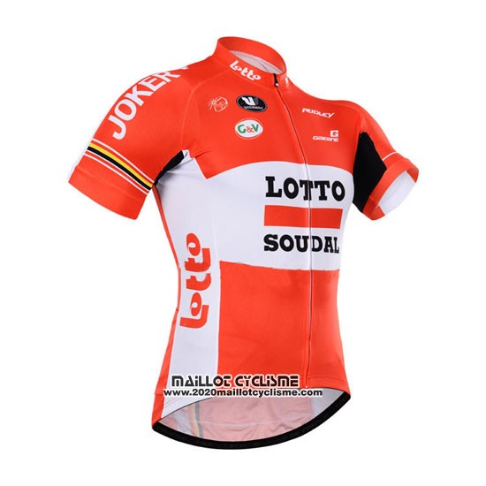 2015 Maillot Ciclismo Lotto Soudal Blanc Rouge Manches Courtes et Cuissard